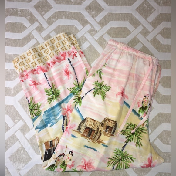 Pink Hawaiian Outfit Capri Sz Med and Button Up Shirt  Sz Lg Weekend Clothesline - Picture 5 of 11